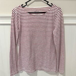 J. Crew Red and White Striped Long Sleeve Tee